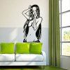 Élégant Motif Cartoon Fille beauté Autocollant Mural Pour Salon Chambre Décoration - Noir 