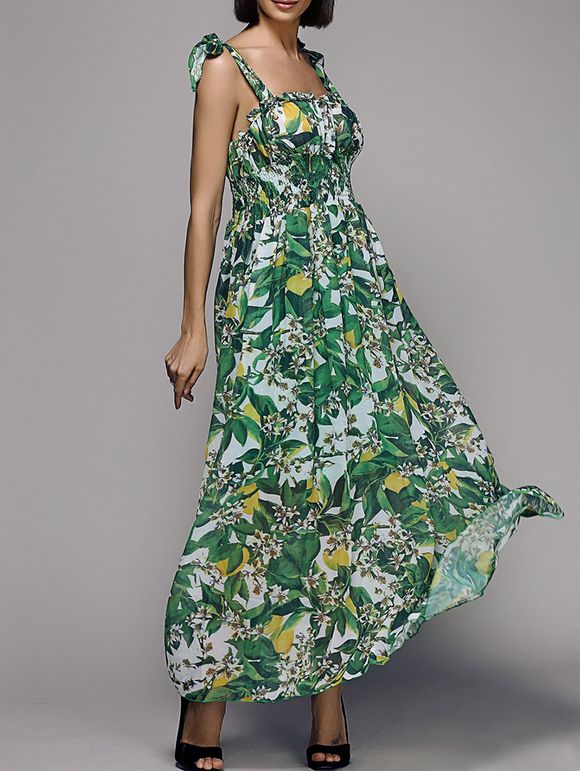 Les femmes à la mode d  'Strappy Floral Print Dress - Vert M