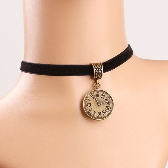 Elegant Carving Clock Chokers Necklace For Women - multicolore 