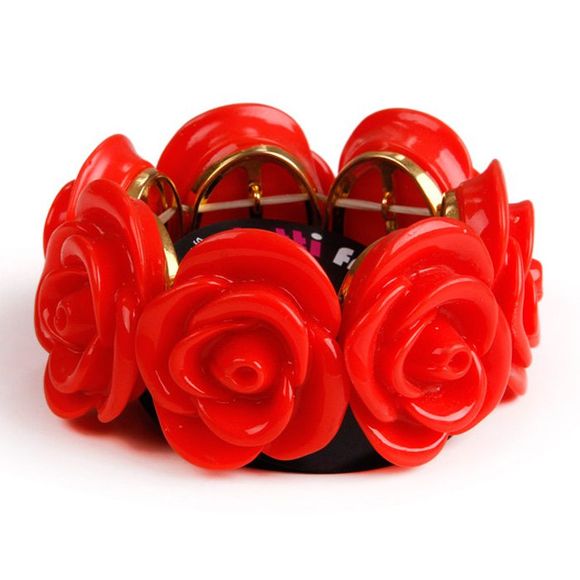 Magnifique Rose Floral Bracelet pour les femmes - Rouge 