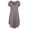 V-cou à manches courtes robe hérissée de style décontracté Femmes - café XL
