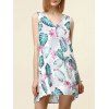 Stylish Women's V-Neck Sleeveless Print Cut Out Dress - Blanc XL