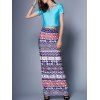Motif Tribal Skirt and Crop Top Twinset - Bleu L