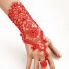 Elegant Flower Bead Hollowed Red Lace Bracelet with Ring For Women - Rouge 