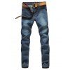 Élégant jambe droite Bleach Wash Zipper Fly Jeans Pour Hommes - Bleu profond 32