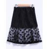 Women's Graceful Polka Dot Print Ruffles Organza Splicing Black Skirt - Noir L