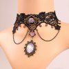Flower Faux Crystal Tassel Hollowed Lace Necklace - COLORMIX 