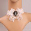 Elegant Faux Pearl Beauty Bowknot Lace Necklace For Women - Blanc 
