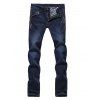 Slim Fit Straight Leg Bleach Wash Side Zip Embellies Jeans Pour Les Hommes - Bleu profond 36