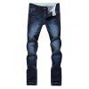 Modish jambe droite Bleach Wash Zipper Fly Jeans Pour Hommes - Bleu profond 28