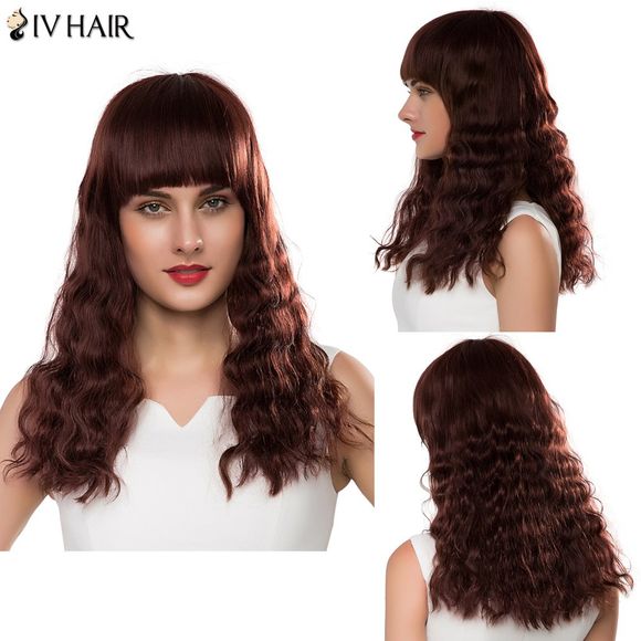 Siv Hair Perruque de Cheveux Humains Longue Bouclée avec Frange pour Femmes - 33 Puce Foncé 