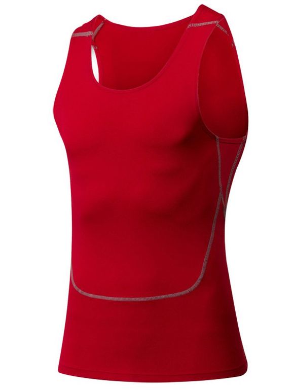 Sport Tight col rond Qick-Dry Tank Top For Men - Rouge 2XL