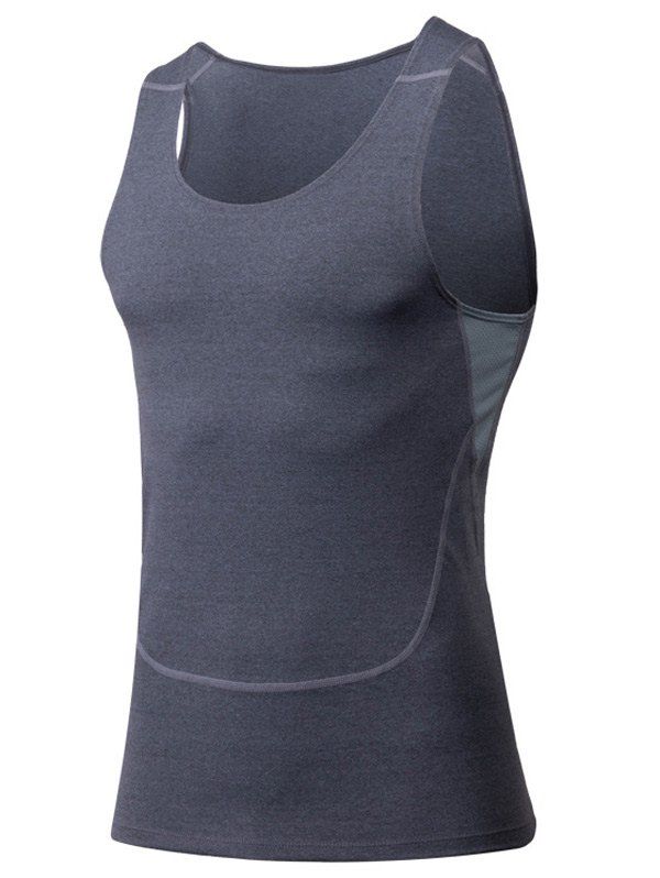 

Tight Round Neck Qick-Dry Sports Tank Top For Men, Gray
