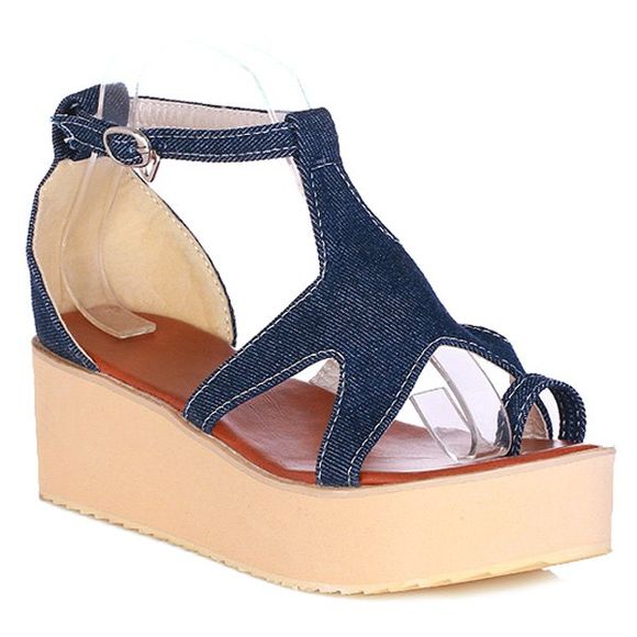 Denim mode et Sandals Design Platform Femmes  's - Bleu profond 39