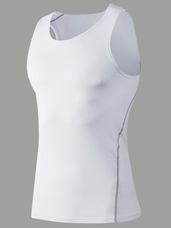 Tank Top Solid Color 's Gym Sport Hommes - Blanc S