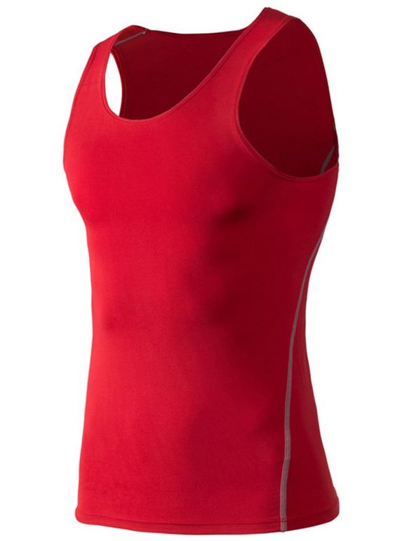Tank Top Solid Color 's Gym Sport Hommes - Rouge 2XL