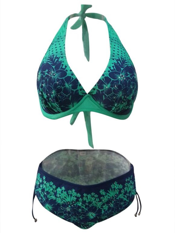 Ensemble de bikini en hêtre à motifs floraux en taille Plus - Lac Vert 5XL