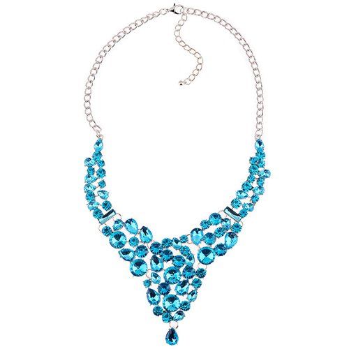 

Rhinestone Embellished Water Drop Necklace, Blue
