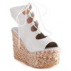 Fashionable Weaving and Lace-Up Design Women's Sandals - Blanc 42