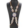 Graceful Faux Sapphire Rhinestone Gold Plated X-Shape Body Chain For Women - Bleu 