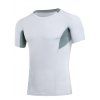 Minceur Compression Elastic Block Couleur Col rond Gym T-shirt pour les hommes - Blanc M