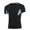 Minceur Compression Color Block Col rond Gym T-shirt pour les hommes - Noir et Gris S