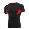 Minceur Compression Color Block Col rond Gym T-shirt pour les hommes - Rouge et Noir 2XL
