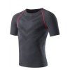 Neck Slim Fit Round Compression élastique Gym T-shirt pour les hommes - Gris XL
