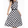 Retro Style Jewel Neck Checked Pattern Sleeveless Women's Dress - Carré 2XL