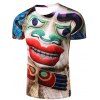 T-shirt col rond 3D Clown imprimé à manches courtes hommes - multicolore XL
