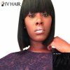 Noble Silky droite capless complet Bang réel Cheveux Siv perruque pour les femmes - Noir 