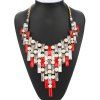 Graceful Faux Gem artificielle Perle ajouré Collier Déclaration pour les femmes - Rouge 