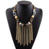 Rétro style Faux Gem Chain Tassel collier pendentif pour les femmes - Noir 