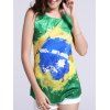 Débardeur imprimé drapeau brésilien à la mode pour femme - Vert S