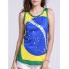 Top Couleur Drapeau Brésil Imprimer Réservoir Hit mode pour femmes - Vert XL