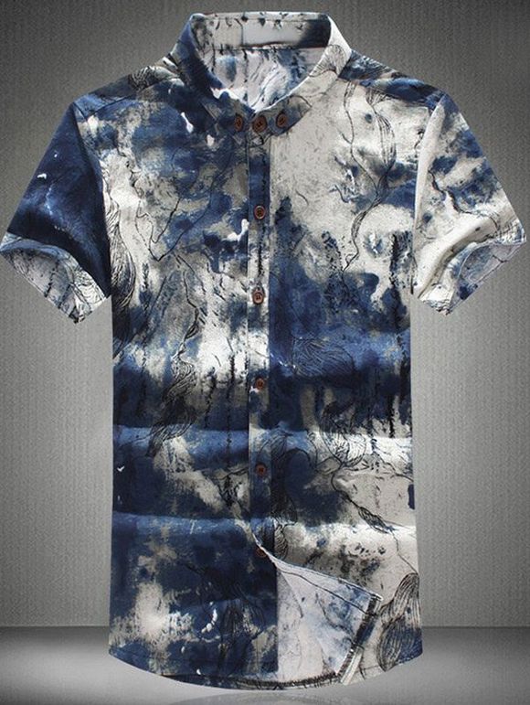 Plus Size Button-Down Shirt Motif shirt Peinture d'encre drôle Collar manches courtes Hommes  's - multicolore 6XL