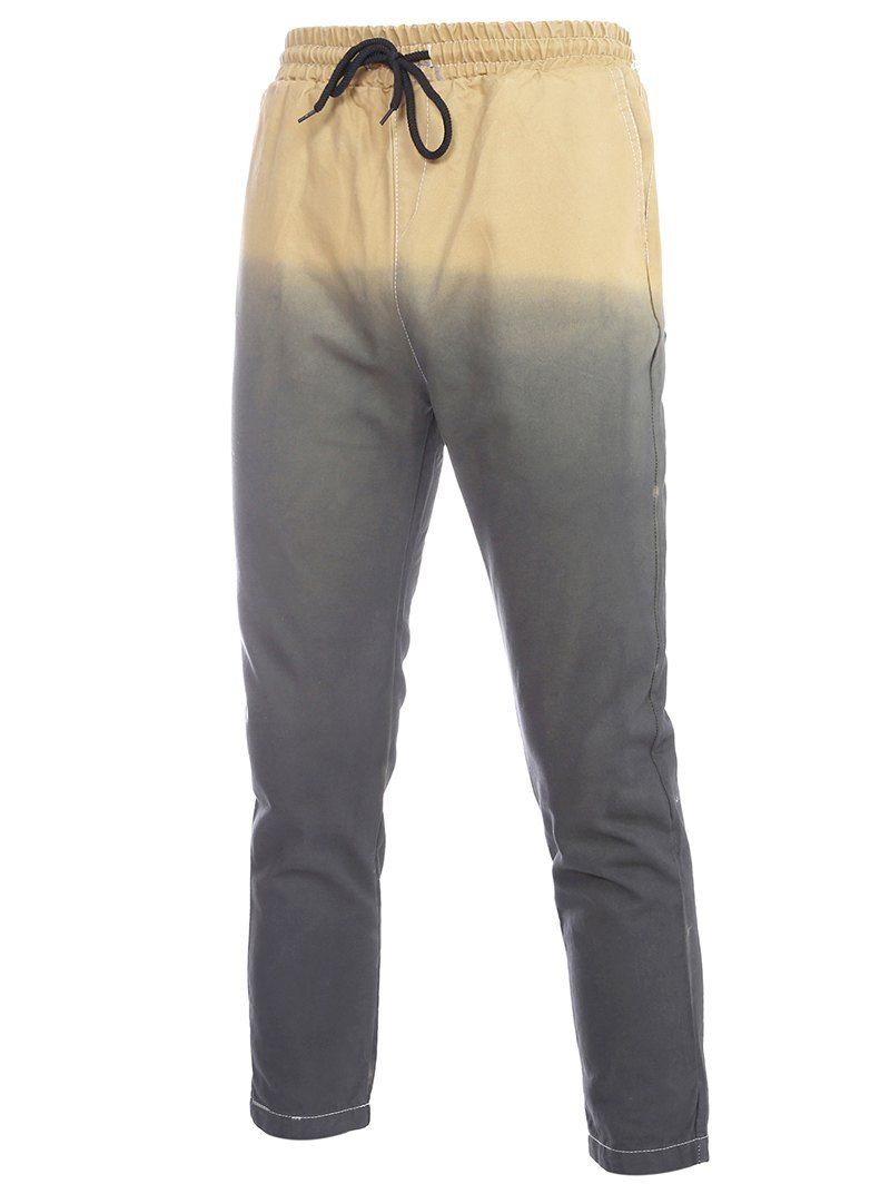 

Men's Lace-Up Color Block Narrow Feet Pants, Khaki