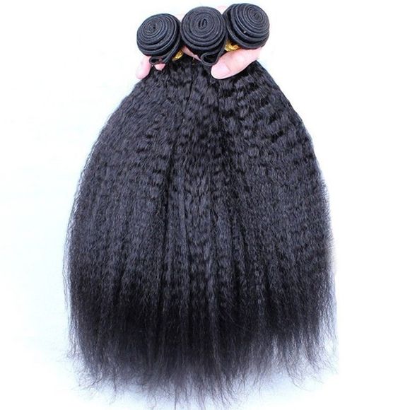 Fluffy Yaki droite Vogue Noir 1 Pcs / Lot Les femmes s '7A Virgin Brazilian Hair Weave - Noir 10INCH