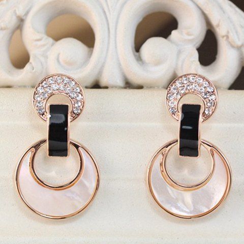 Pair of Simple Rhinestone Shell Moon Earrings For Women - d'or 