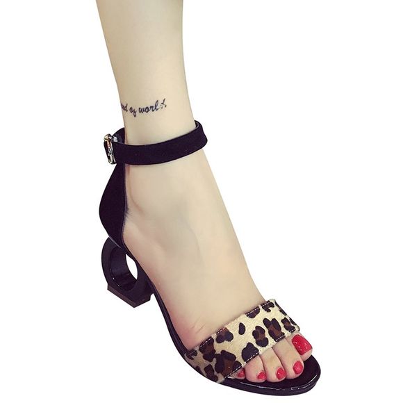 Sandales Trendy imprimé léopard et talon étrange design Femmes  's - Noir 39