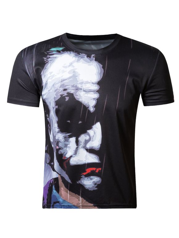 Modish 3D col rond Clown Horrible Imprimer manches courtes T-shirt pour les hommes - multicolore 2XL