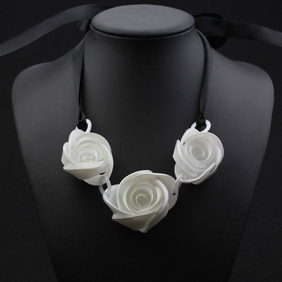 Superbe collier de forme florale pour les femmes - Blanc 