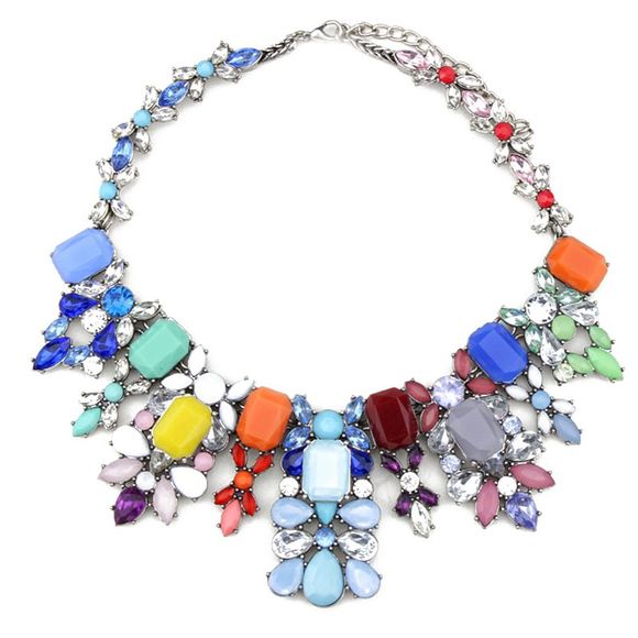 Collier avec pendentif en cristal eau Chic Agrémentée Faux pour les femmes - multicolore 