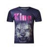 Modish 3D col rond Lion Head Imprimer manches courtes T-shirt pour les hommes - multicolore 2XL