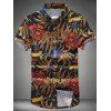 Plus Size Flower Print Turn-down col de manches courtes hommes  Shirt - multicolore 4XL