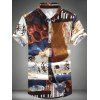 Chemise boutonnée pour hommes à manches courtes et à motif de peinture à l'encre drôle - multicolore 6XL