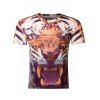 Modish 3D col rond Fierce Tiger Imprimer manches courtes T-shirt pour les hommes - multicolore 2XL