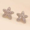 Pair of Cute Rhinestoned Starfish Stud Earrings For Women - Argent 