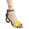 Trendy Color Block and Strange Heel Design Women's Sandals - YELLOW 38