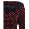 Vintage Polka Dot Print Slash Neck Bowknot Design 3/4 Sleeve Midi Dress For Women - WINE RED S